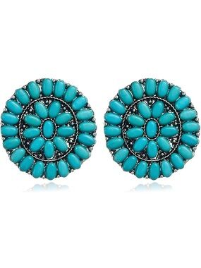 Anthropologie Turquoise Cluster Round Stud Earrings